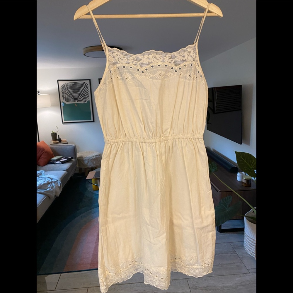 Kismet Cream Eyelet Lace Trim Midi Dress